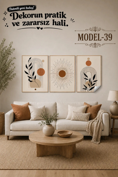 Akıllı Kağıt Statik Tutunma Özellikli Tablo - Poster Modern (Model- 39)