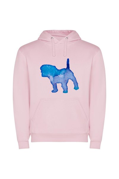 iLovePrints Blue Silhouette: Dog's Essence Φούτερ με κουκούλα σε χρώμα Ροζ
