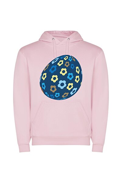 iLovePrints Floral Easter Egg Φούτερ με κουκούλα σε χρώμα Ροζ