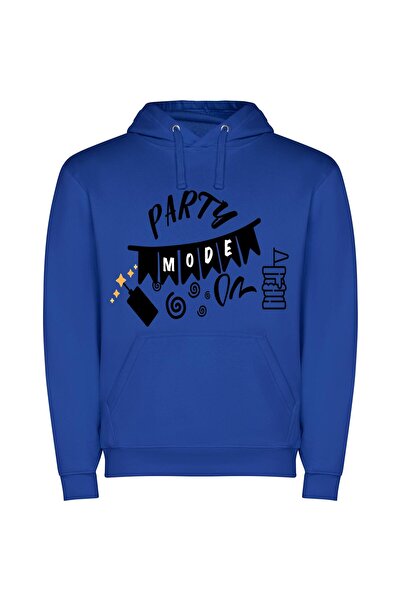 iLovePrints Chic Noir Party Glam Φούτερ με κουκούλα σε χρώμα Μπλε