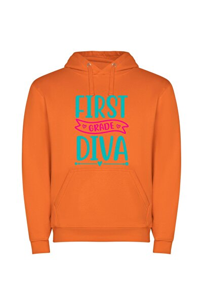iLovePrints Glamorous Future First Diva Φούτερ με κουκούλα σε χρώμα Πορτοκαλί