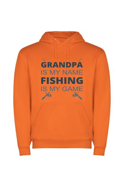 iLovePrints Glamorous Fishing Grandad Φούτερ με κουκούλα σε χρώμα Πορτοκαλί