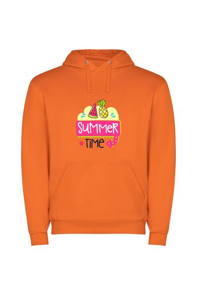 iLovePrints Tropical Bliss Φούτερ με κουκούλα σε χρώμα Πορτοκαλί