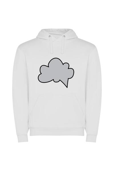 iLovePrints Monochrome Mystique Φούτερ με κουκούλα σε χρώμα Λευκό