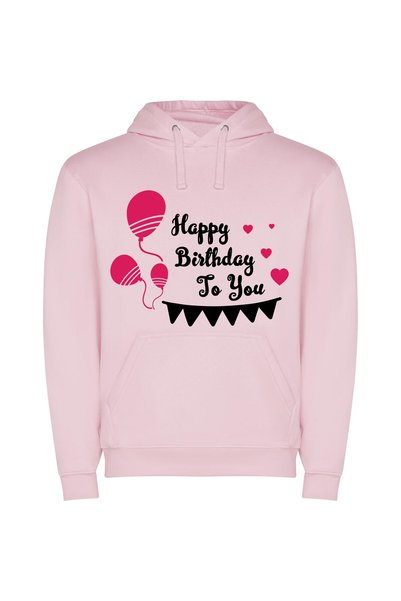 iLovePrints Balloons & Hearts: Birthday Bliss Φούτερ με κουκούλα σε χρώμα Ροζ