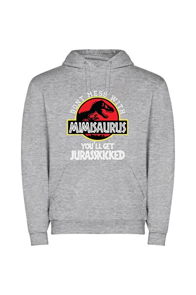 iLovePrints Jurassic Minimal Logo Close-Up Φούτερ με κουκούλα σε χρώμα Γκρι