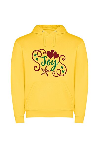 iLovePrints Joyful Snowflake Seasons Φούτερ με κουκούλα σε χρώμα Κίτρινο