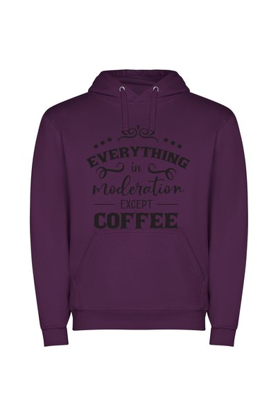 iLovePrints Modern Eerie Exclusions: Coffee Φούτερ με κουκούλα σε χρώμα Μωβ
