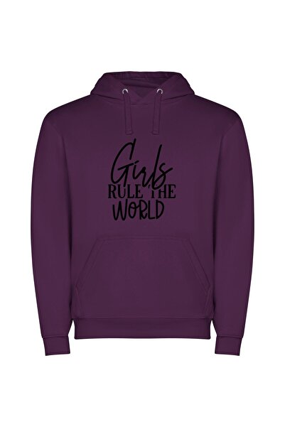 iLovePrints Monochrome Girls' Dream World Φούτερ με κουκούλα σε χρώμα Μωβ