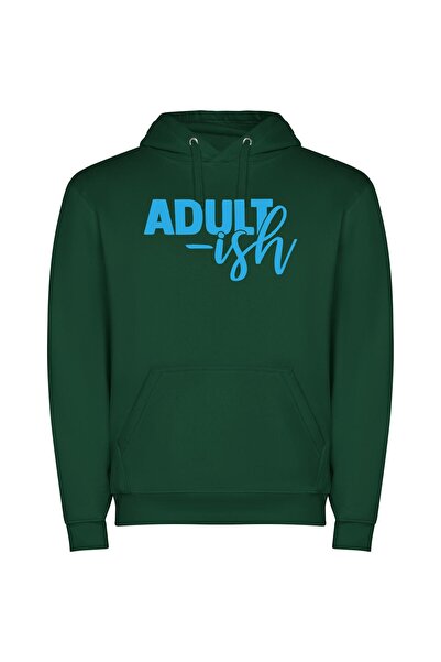 iLovePrints Blueish Adult Character Logo Φούτερ με κουκούλα σε χρώμα Πράσινο
