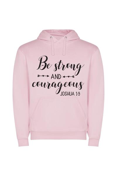 iLovePrints Strong & Courageous Art Φούτερ με κουκούλα σε χρώμα Ροζ