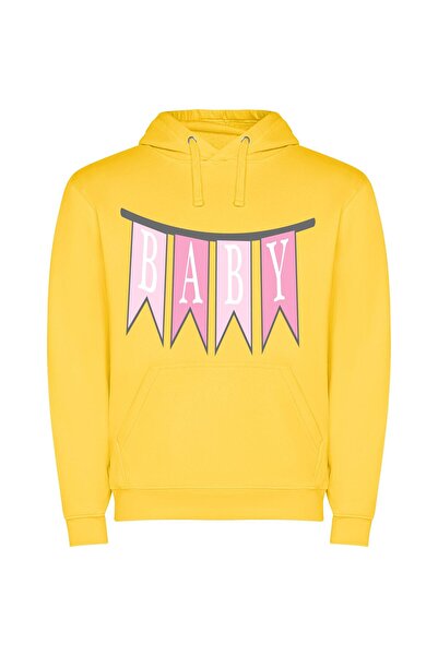 iLovePrints Baby Blissful Pink Haven Φούτερ με κουκούλα σε χρώμα Κίτρινο