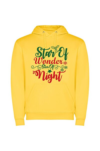 iLovePrints Wondrous Starry Nights Φούτερ με κουκούλα σε χρώμα Κίτρινο