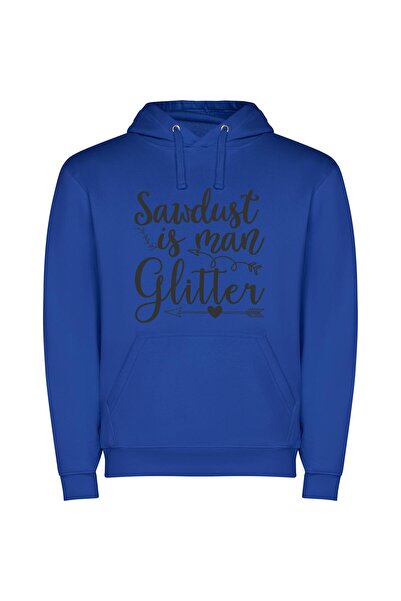 iLovePrints Glamorous Sandist Glitter Art Φούτερ με κουκούλα σε χρώμα Μπλε