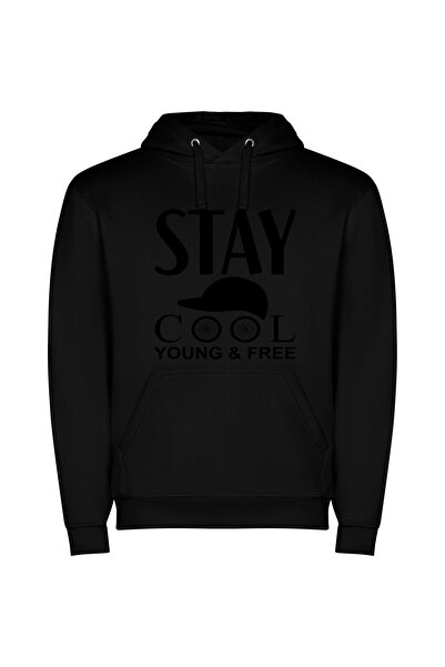 iLovePrints Cool Free Young Style Φούτερ με κουκούλα σε χρώμα Μαύρο