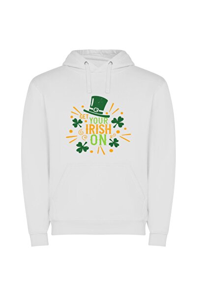 iLovePrints Irish Youtuber's Lucky Charm Φούτερ με κουκούλα σε χρώμα Λευκό