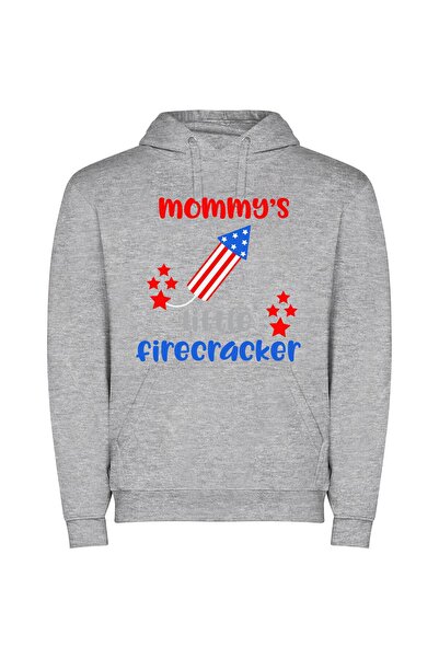 iLovePrints Patriotic Yummy Firecracker Kid Φούτερ με κουκούλα σε χρώμα Γκρι