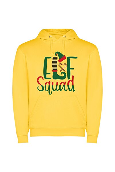 iLovePrints Vibrant Elf Squad Gathering Φούτερ με κουκούλα σε χρώμα Κίτρινο