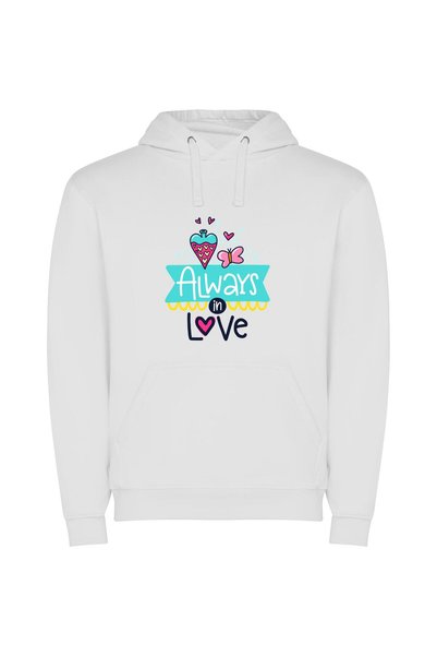 iLovePrints Everlasting Love Illustration Φούτερ με κουκούλα σε χρώμα Λευκό