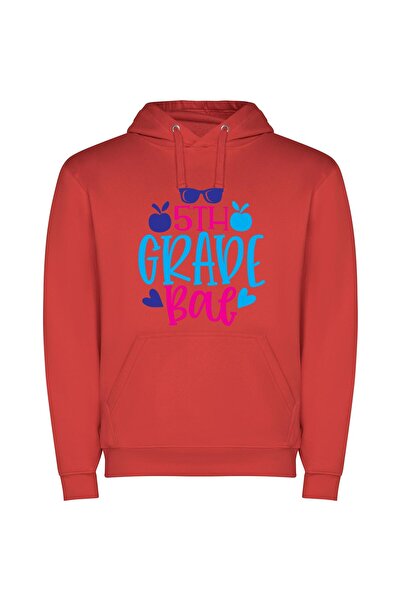 iLovePrints Glamorous 5th Grade Hangout Φούτερ με κουκούλα σε χρώμα Κόκκινο