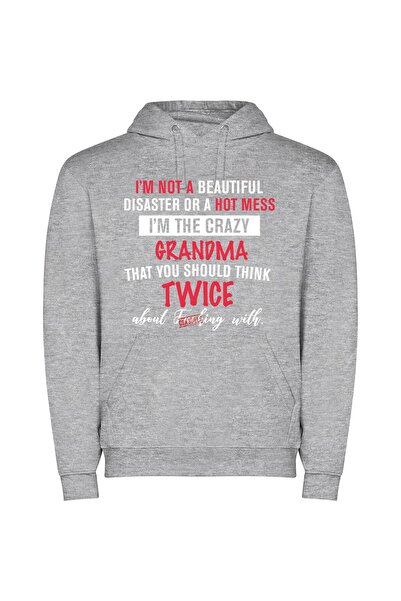 iLovePrints Grandma's Hot Double Trouble Φούτερ με κουκούλα σε χρώμα Γκρι