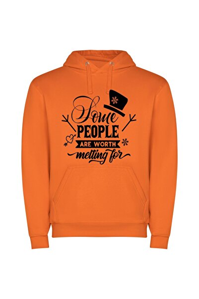iLovePrints Whimsy of Worded Love Φούτερ με κουκούλα σε χρώμα Πορτοκαλί