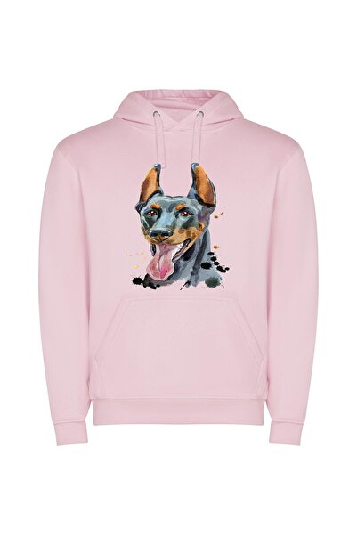 iLovePrints Stylish Canine Portraiture Φούτερ με κουκούλα σε χρώμα Ροζ