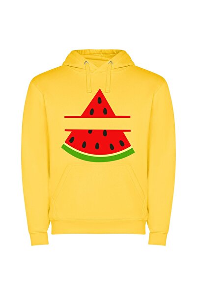 iLovePrints Watermelon Bliss Φούτερ με κουκούλα σε χρώμα Κίτρινο
