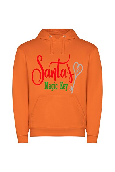 iLovePrints Mystical Santa's Key Φούτερ με κουκούλα σε χρώμα Πορτοκαλί