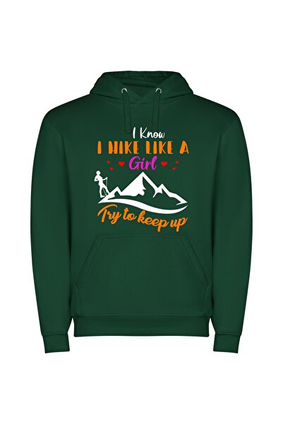 iLovePrints Feminine Mountain Explorer Φούτερ με κουκούλα σε χρώμα Πράσινο