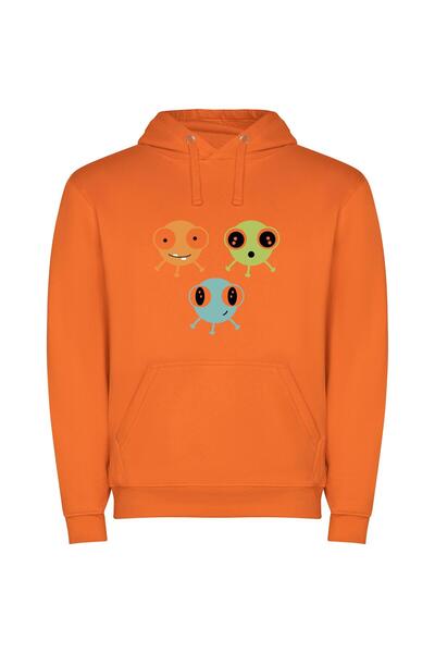 iLovePrints Colorful Cute Corona Crew Φούτερ με κουκούλα σε χρώμα Πορτοκαλί