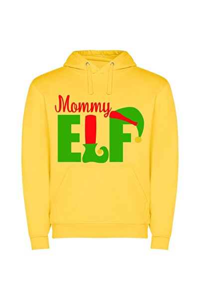 iLovePrints Merry Elf Shuffle Φούτερ με κουκούλα σε χρώμα Κίτρινο