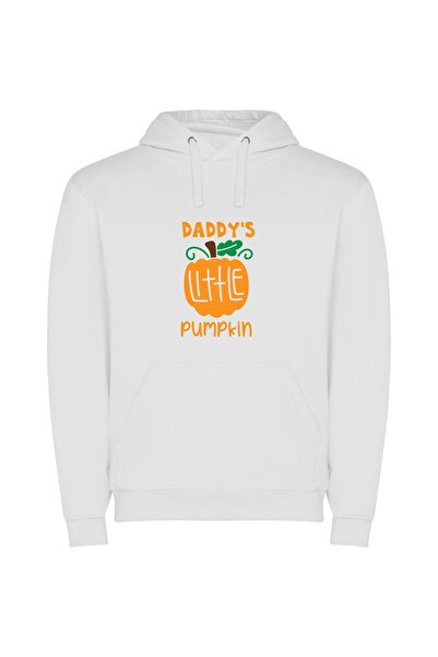 iLovePrints Precious Pumpkin Portrait Φούτερ με κουκούλα σε χρώμα Λευκό