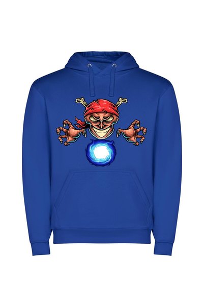 iLovePrints Fancy Pirate Robot Art Φούτερ με κουκούλα σε χρώμα Μπλε