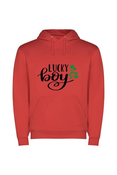 iLovePrints Lucky Lad: St Patrick's Φούτερ με κουκούλα σε χρώμα Κόκκινο