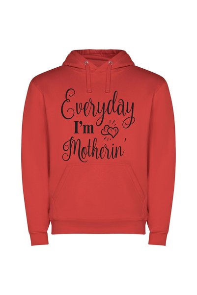 iLovePrints Motherly Love Unveiled Φούτερ με κουκούλα σε χρώμα Κόκκινο