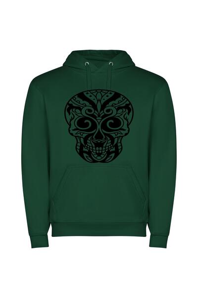 iLovePrints Ethereal Aztec Skull Φούτερ με κουκούλα σε χρώμα Πράσινο