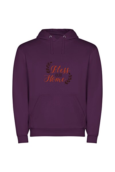 iLovePrints Blessed Home, Elegant Bliss Φούτερ με κουκούλα σε χρώμα Μωβ