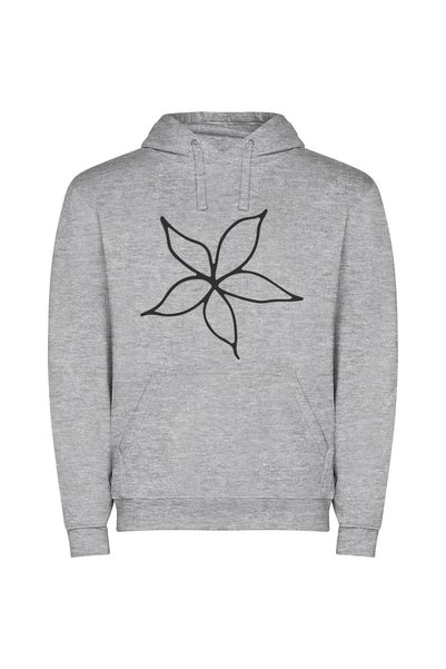iLovePrints Monochrome Blossom Sketch Φούτερ με κουκούλα σε χρώμα Γκρι