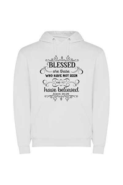 iLovePrints Blessed Faith: Coherent Grace Φούτερ με κουκούλα σε χρώμα Λευκό