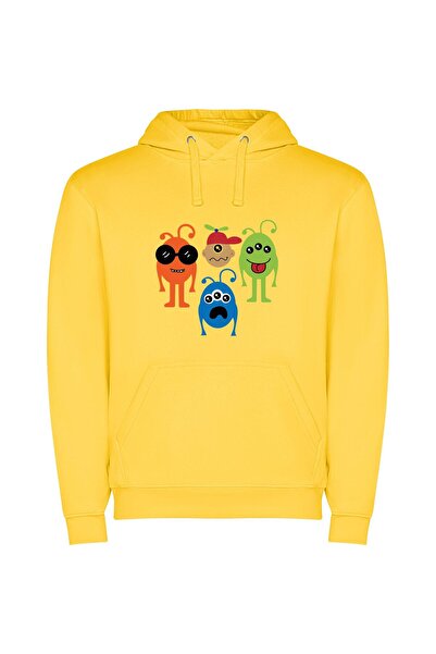 iLovePrints Enchanting Virus Vignettes Φούτερ με κουκούλα σε χρώμα Κίτρινο