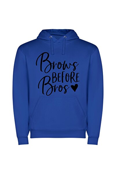 iLovePrints Brows over Bros: Elegantly Defined Φούτερ με κουκούλα σε χρώμα Μπλε