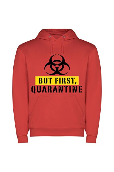 iLovePrints Biohazard Portrait Perplexes Φούτερ με κουκούλα σε χρώμα Κόκκινο