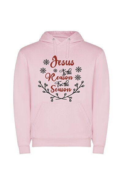 iLovePrints Sacred Season's Greetings Φούτερ με κουκούλα σε χρώμα Ροζ