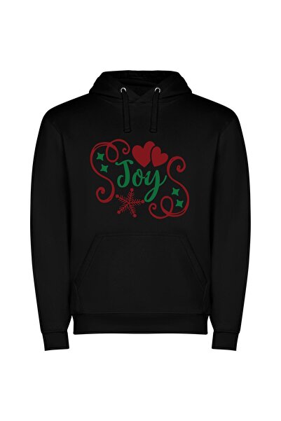iLovePrints Joyful Snowflake Seasons Φούτερ με κουκούλα σε χρώμα Μαύρο