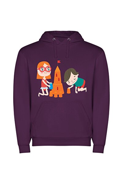 iLovePrints Sandcastle Builders: Kids' Illustration Φούτερ με κουκούλα σε χρώ...