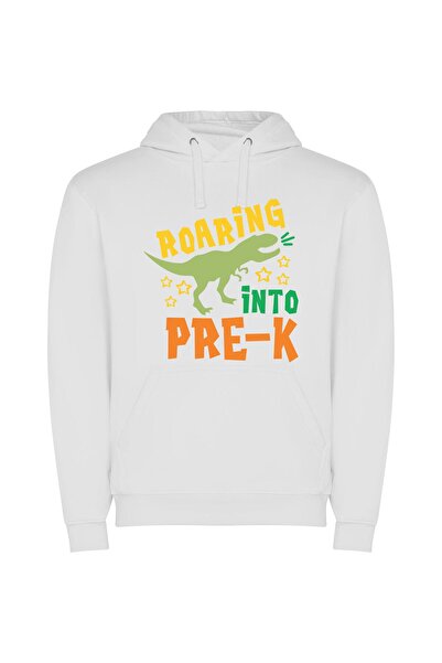 iLovePrints Rex-Inspired Pre-K Roar Φούτερ με κουκούλα σε χρώμα Λευκό
