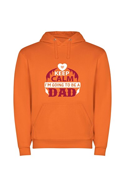 iLovePrints Expectant Dad: Calm & Cool Φούτερ με κουκούλα σε χρώμα Πορτοκαλί