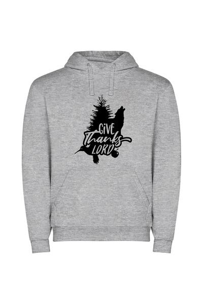 iLovePrints Ink-Grace: Lord's Reverence Φούτερ με κουκούλα σε χρώμα Γκρι