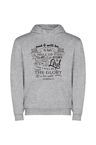 iLovePrints Blooming Monochrome Scripture: Divine Depiction Φούτερ με κουκούλ...